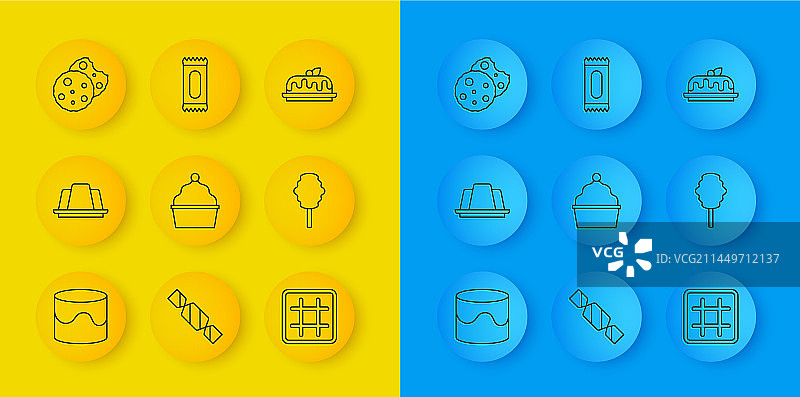 线条蛋糕果冻蛋糕华夫饼棉花糖图片素材