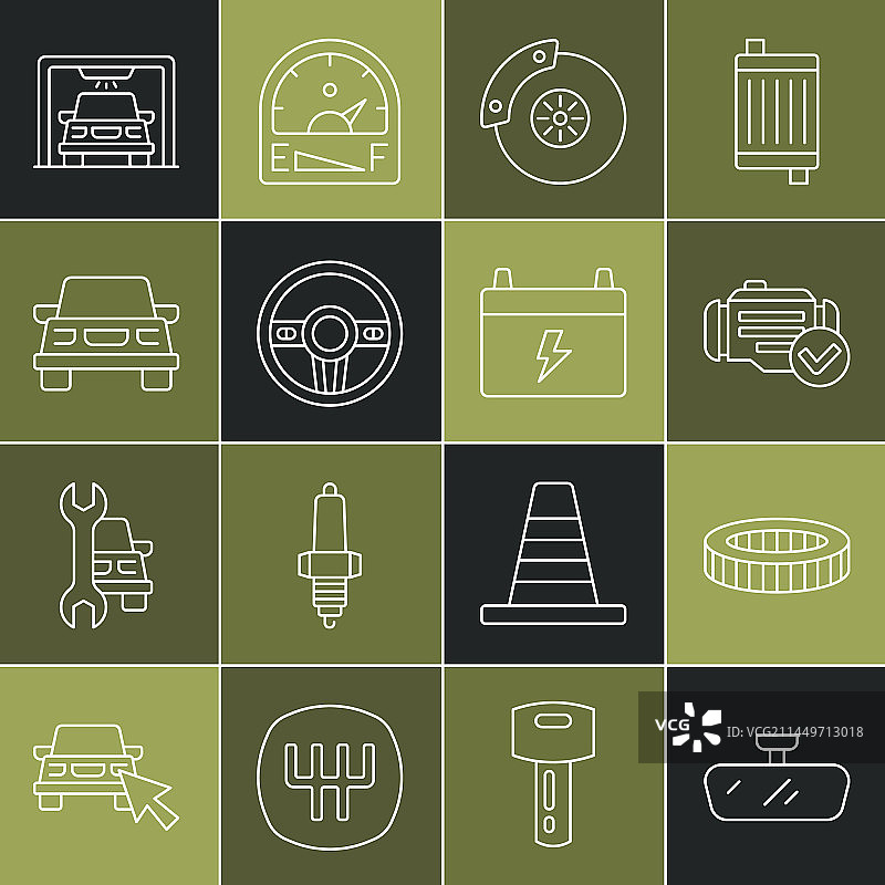 汽车后视镜和空气滤清器检查图片素材