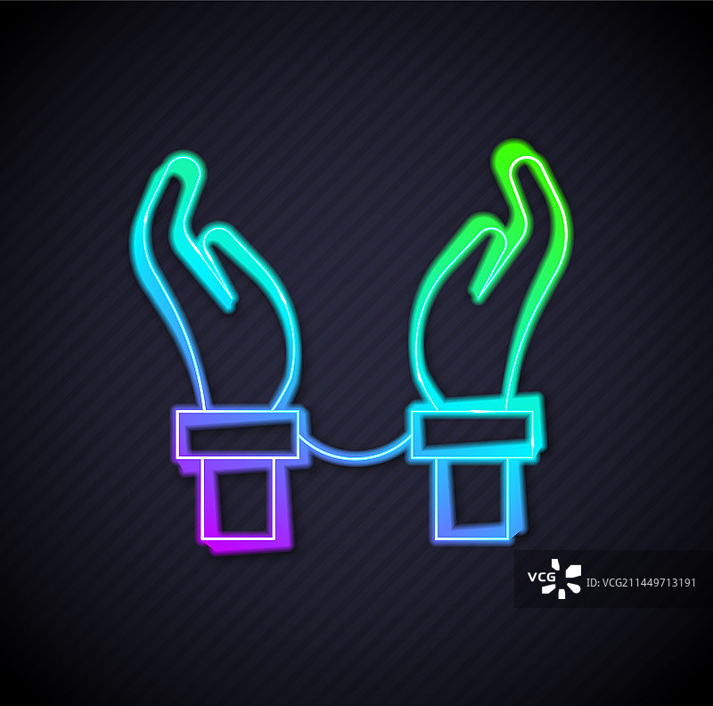 发光霓虹灯线条罪犯手铐图标图片素材