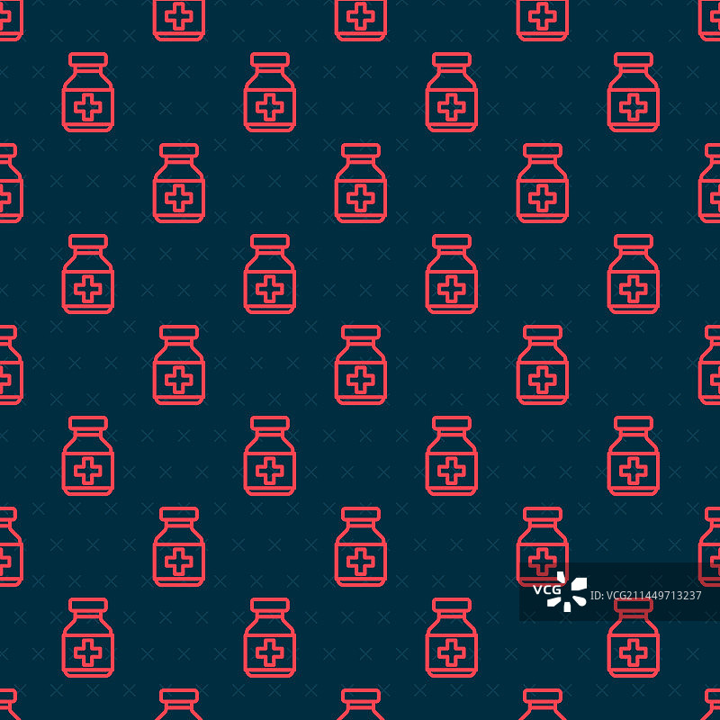 红色线条药瓶和药丸图标图片素材