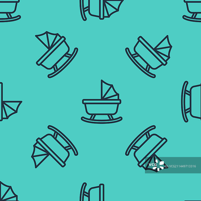 黑色线条婴儿车图标，无缝隔离图片素材