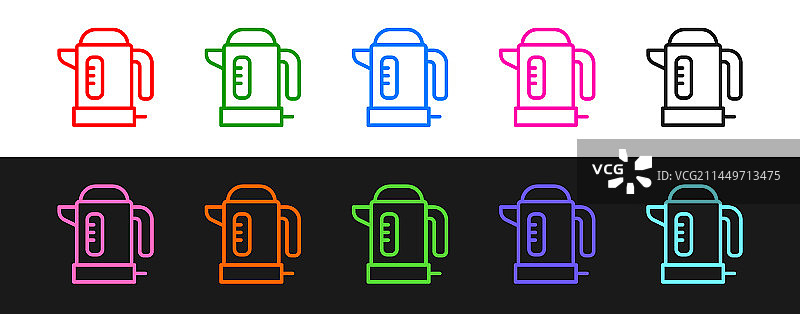 黑色背景上的电热水壶图标图片素材