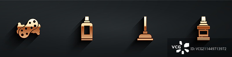 清洁海绵清洁剂橡胶瓶套装图片素材