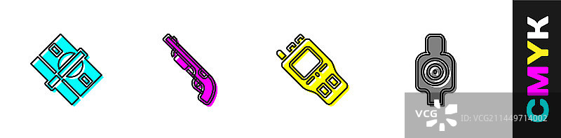 纸币现金警察霰弹枪组合图片素材