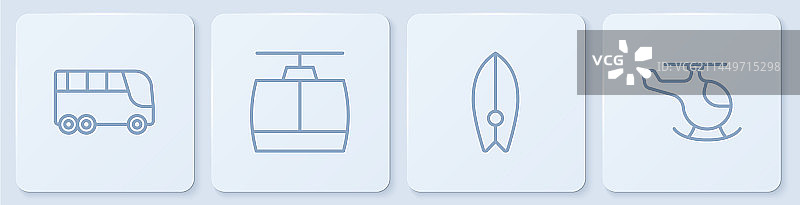 公共汽车与冲浪板缆车和直升机图片素材