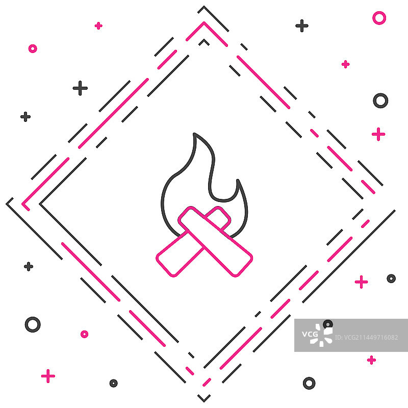 白色背景上的线条篝火图标图片素材