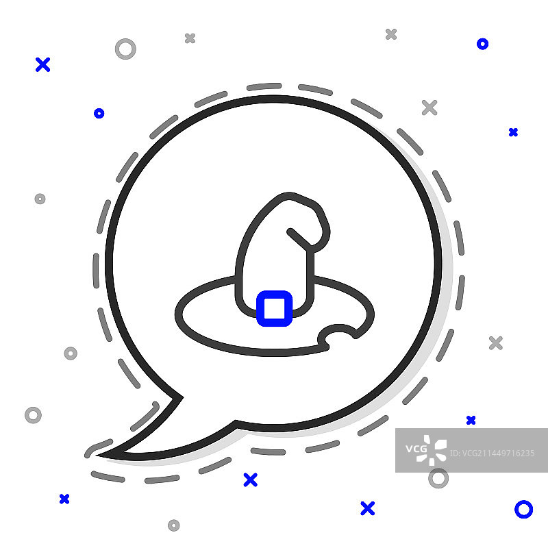 白色背景上的线条女巫帽子图标图片素材