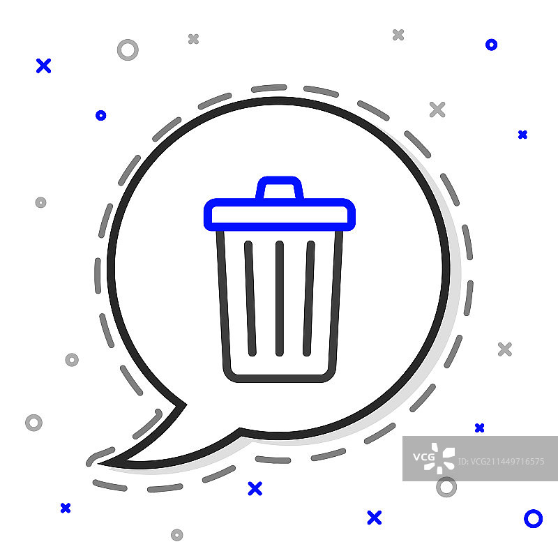 白色背景上的线条垃圾桶图标图片素材