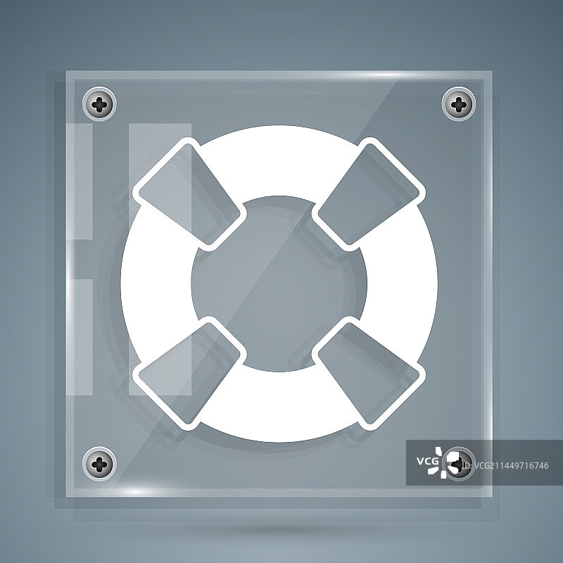 灰色背景上的白色救生圈图标图片素材