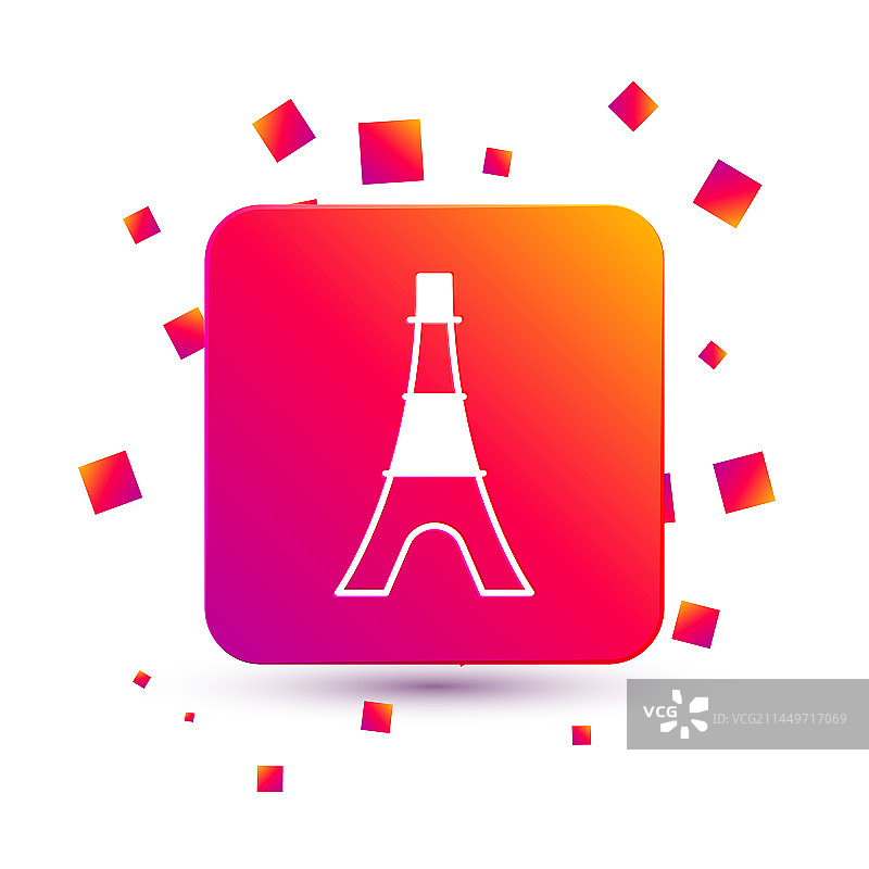 白色埃菲尔铁塔图标，白色背景图片素材