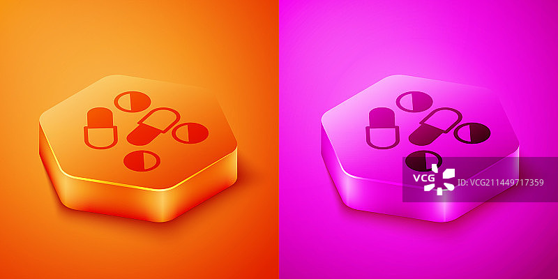 2.5D背景上的药丸或药片图标图片素材