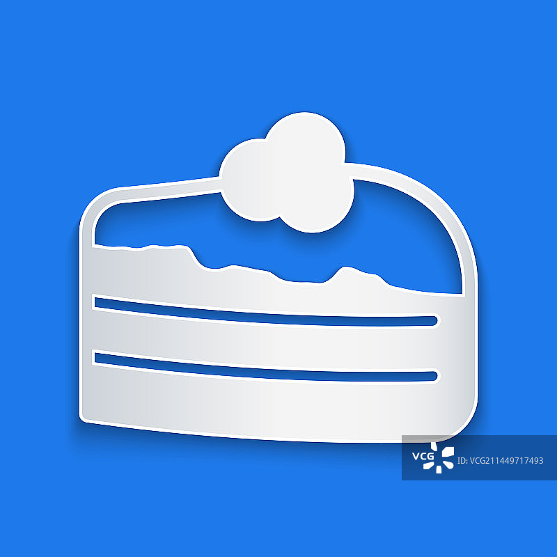 蓝色背景上的剪纸蛋糕图标图片素材