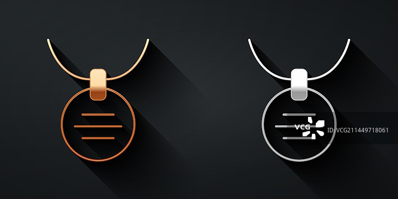 金色和银色带姓名牌的项圈图标图片素材