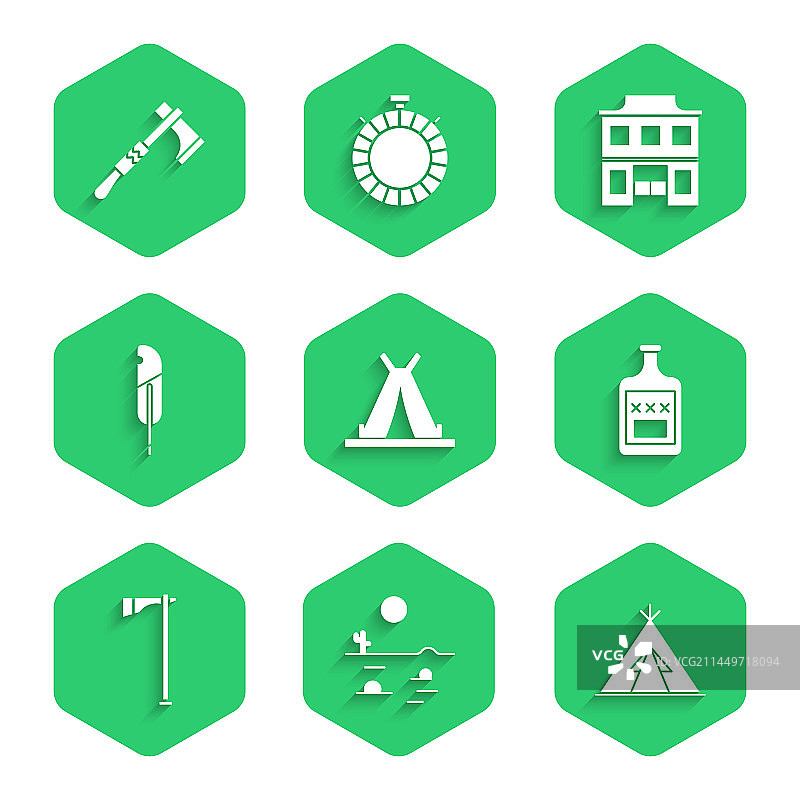 印第安人圆锥形帐篷沙漠景观套装图片素材