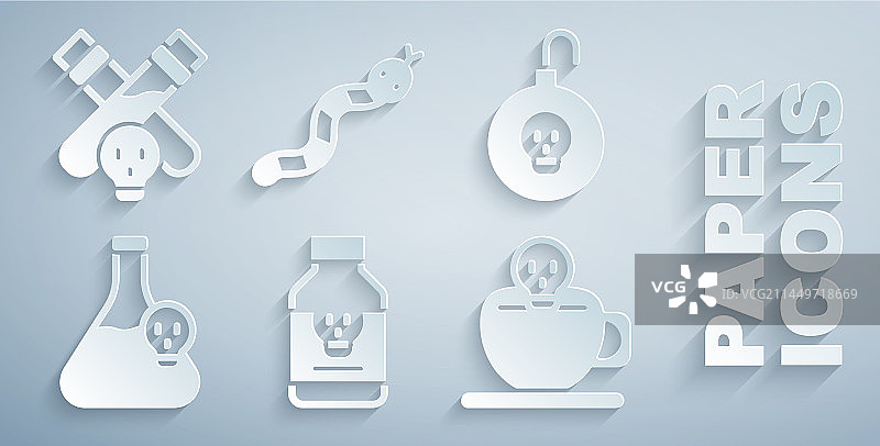 毒药丸、核弹与有毒烧杯图片素材