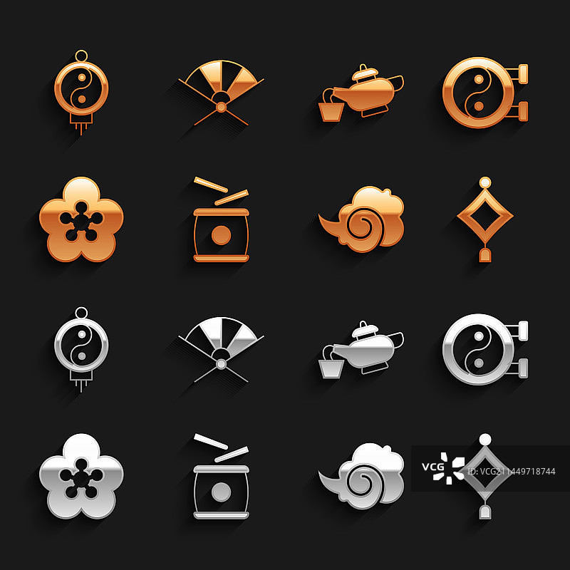 中国鼓阴阳符号纸灯笼图片素材