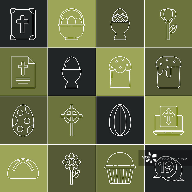 带有复活节彩蛋十字架的语音气泡图标图片素材