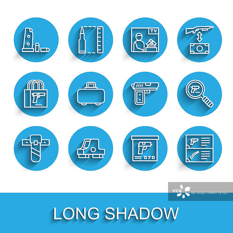 刀具组合：枪套、准直器瞄准器和枪图片素材