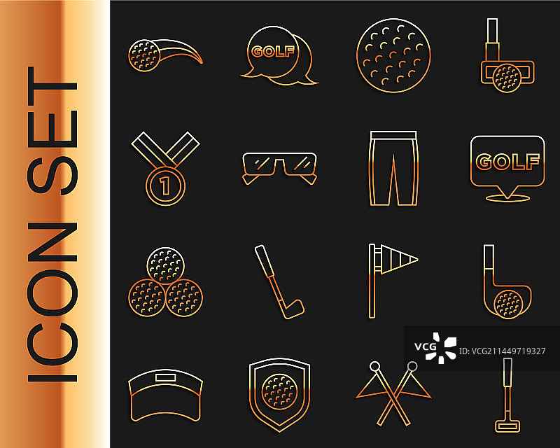 高尔夫球杆与球标签眼镜图片素材