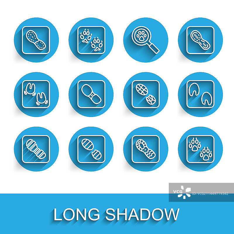 人类足迹、鞋子、爪子、马蹄图标图片素材