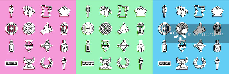 火炬、火焰、希腊头盔与烤肉卷图片素材