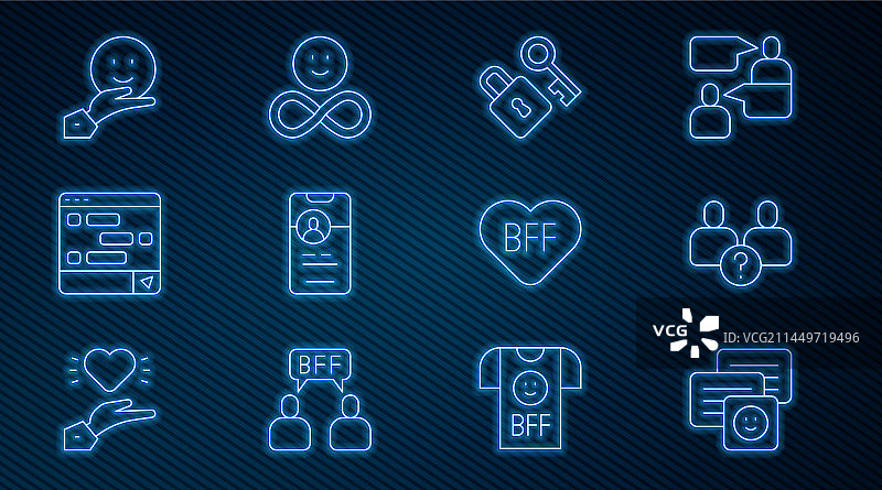 笔记本电脑聊天消息复杂线性图标图片素材