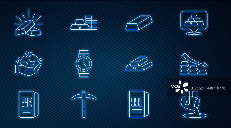 线条集合：倾泻的熔金与下落的箭头图片素材