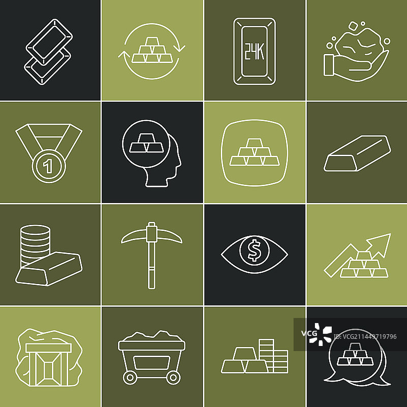 24K金条与增长箭头线性图标图片素材