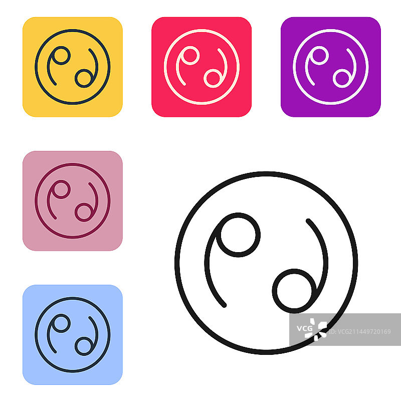 黑色线条巨蟹座星座标志图标图片素材