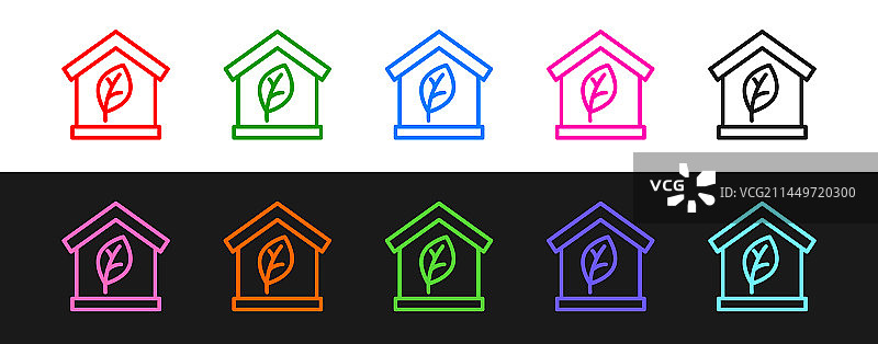 黑色背景上的环保房屋图标图片素材