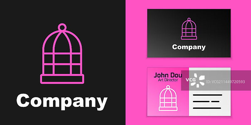 黑色背景粉色线条鸟笼图标图片素材