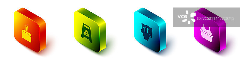 2.5D撮箕湿地板清洁服务套装图片素材