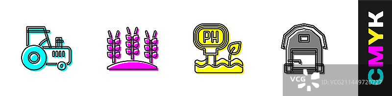 拖拉机小麦土壤酸碱度测试和农舍图片素材