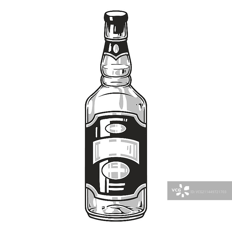 复古啤酒瓶标签单色设计图片素材