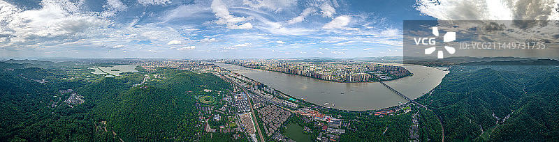 杭州城市全景 钱塘江转塘 依山傍水的大城市 滨江区 上城区 西湖全景 钱塘江大桥 复兴大桥 西湖群山图片素材