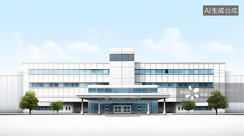 【AI数字艺术】白色建筑物学校办公楼医院警察局图片素材