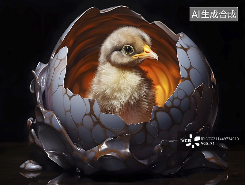 【AI数字艺术】小鸡出壳图片素材