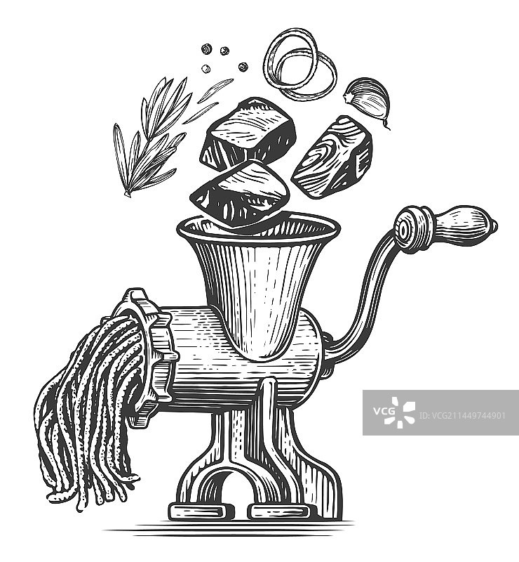 复古铁制手动绞肉机图片素材