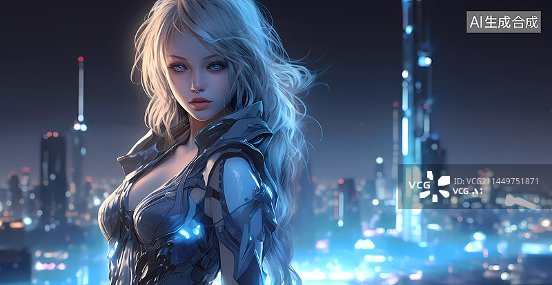 【AI数字艺术】城市CG美女插画图片素材