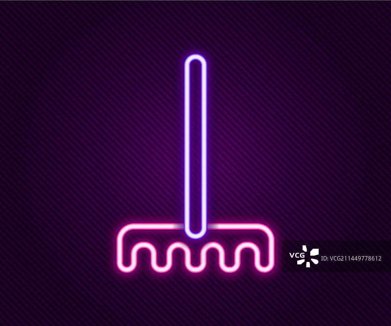 发光的霓虹灯线条花园耙图标图片素材