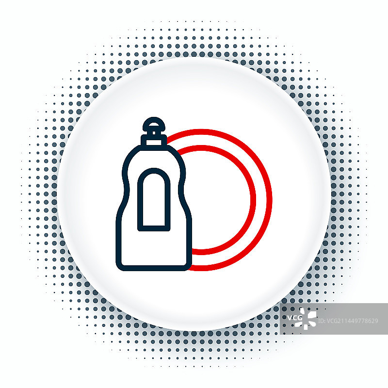 洗碗液瓶和盘子线性图标图片素材