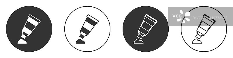 黑色颜料管和调色板图标图片素材