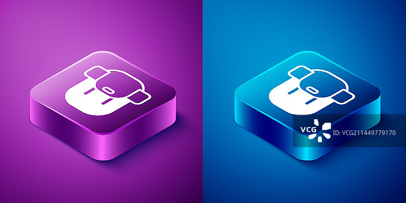 2.5D蓝色背景上的徒步背包图标图片素材