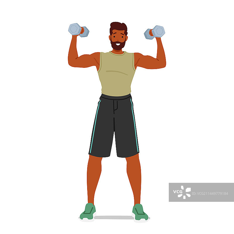 进行哑铃练习的健壮男人图片素材