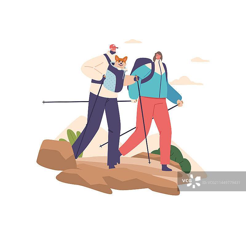 情侣享受徒步探险之旅图片素材