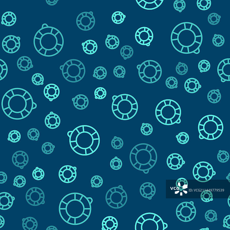 绿色线条救生圈图标无缝图案图片素材