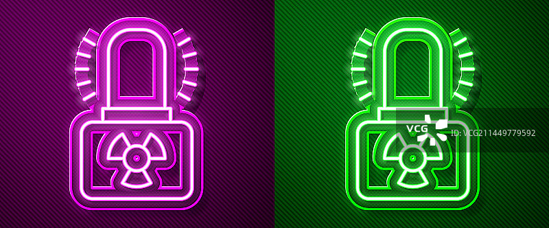 发光的霓虹灯射线放射性警告灯图标图片素材