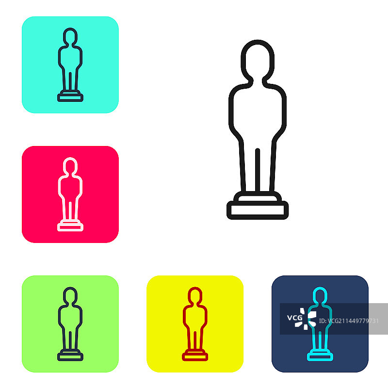 白色背景上的黑色线条电影奖杯图标图片素材