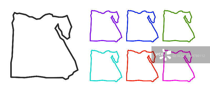 白色背景上的埃及地图黑线图标图片素材