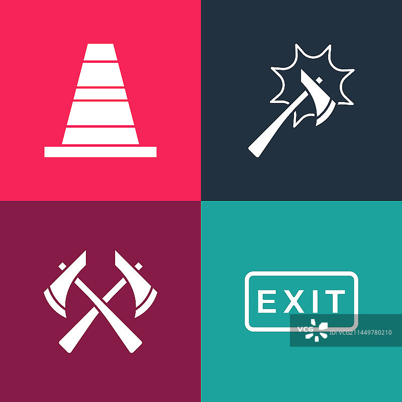 波普艺术消防出口消防斧图片素材